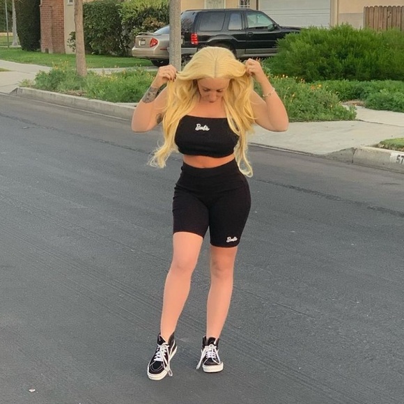 Barbie Pants - Black Barbie Forever 21 Matching Shorts Tank Set [Shorts and Crop Top Included]